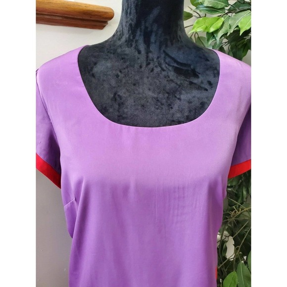 Tiana B Women Purple/Black Polyester ShortSleeve Scoop Neck Knee Length Dress 14 - Picture 2 of 11